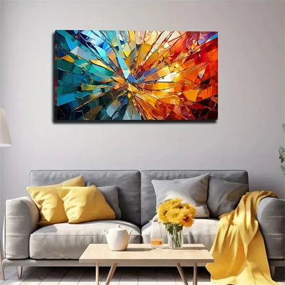 Bursting Through Design Wall Art Canvas Office Home Room Framed 120x60cm