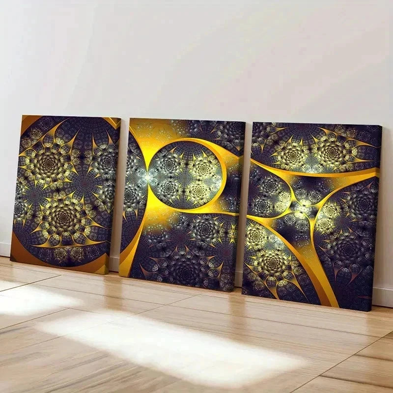 3pcs Shapes Composed Of Colorful Lines Wall Art Set Canvas Framed 40x60cm - High Quality Print 100% Australian Made Wall Canvas Ready to Hang - Bella Home Decor