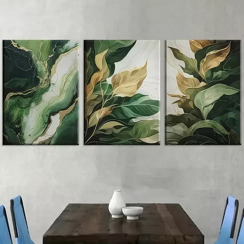 3pcs Modern Fashion Abstract Leaf Nature Art Set Canvas Unframed - High Quality Print 100% Australian Made Wall Canvas