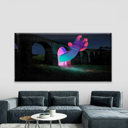 Neon-Colored Hand Wall Art Canvas Office Home Room Framed 120x60cm
