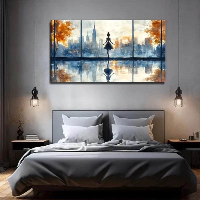 Modern Elegant Ballerina Wall Art Canvas Office Home Room Framed 120x60cm