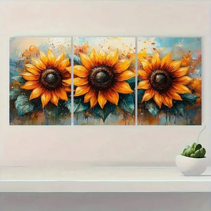 3pcs Vibrant Botanical Floral Design Wall Art Canvas Unframed - High Quality Print 100% Australian Made Wall Canvas