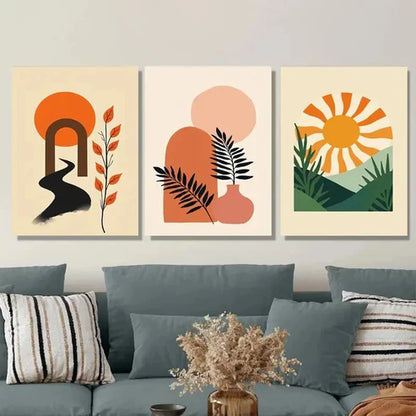 3pcs Modern Abstract 3 Boho Style Wall Art Set Canvas Unframed - High Quality Print 100% Australian Made Wall Canvas