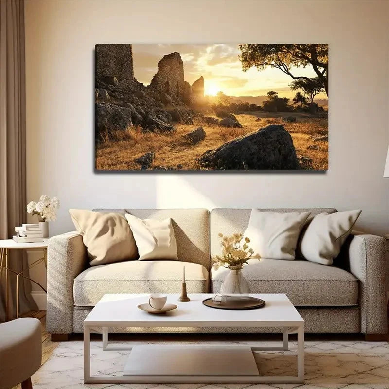 Abandoned Building Sunset Wall Art Canvas Office Home Room Framed 120x60cm