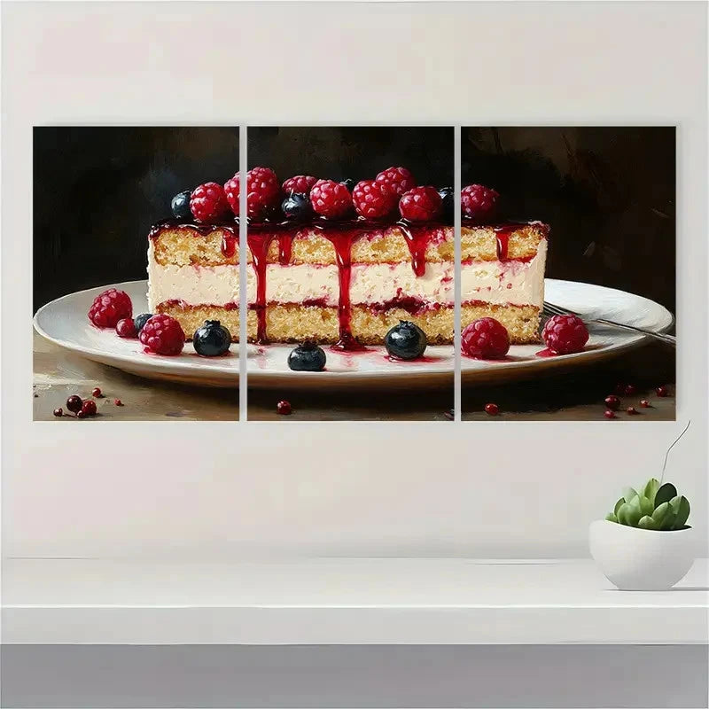 3pcs Cake Dessert Food Delicious Perfect Wall Art Set Canvas Framed 40x60cm - High Quality Print 100% Australian Made Wall Canvas Ready to Hang - Bella Home Decor