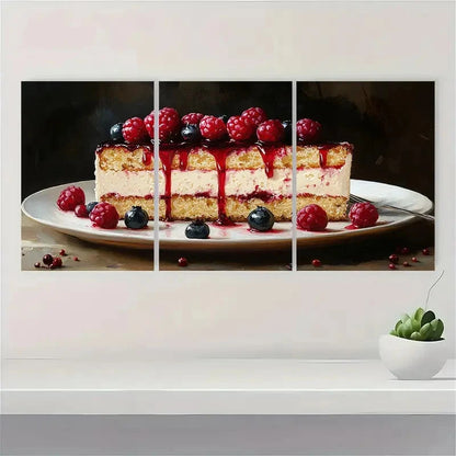 3pcs Cake Dessert Food Delicious Perfect Wall Art Set Canvas Framed 40x60cm - High Quality Print 100% Australian Made Wall Canvas Ready to Hang - Bella Home Decor