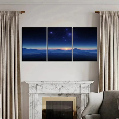 3pcs Night Scene Mountains & Starry Sky Wall Art Set Canvas Framed 50x70cm - High Quality Print 100% Australian Made Wall Canvas Ready to Hang - Bella Home Decor