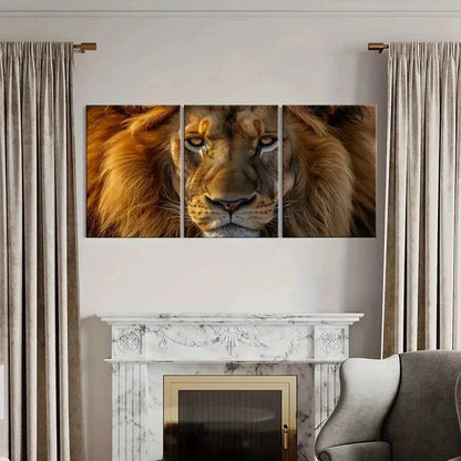 3pcs Modern Lion with Mane Decoration Wall Art Set Canvas Framed 50x70cm - High Quality Print 100% Australian Made Wall Canvas Ready to Hang
