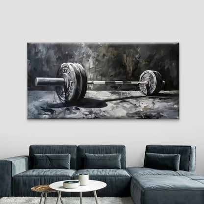 Black & White Weightlifting Wall Art Canvas Office Home Room Framed 120x60cm