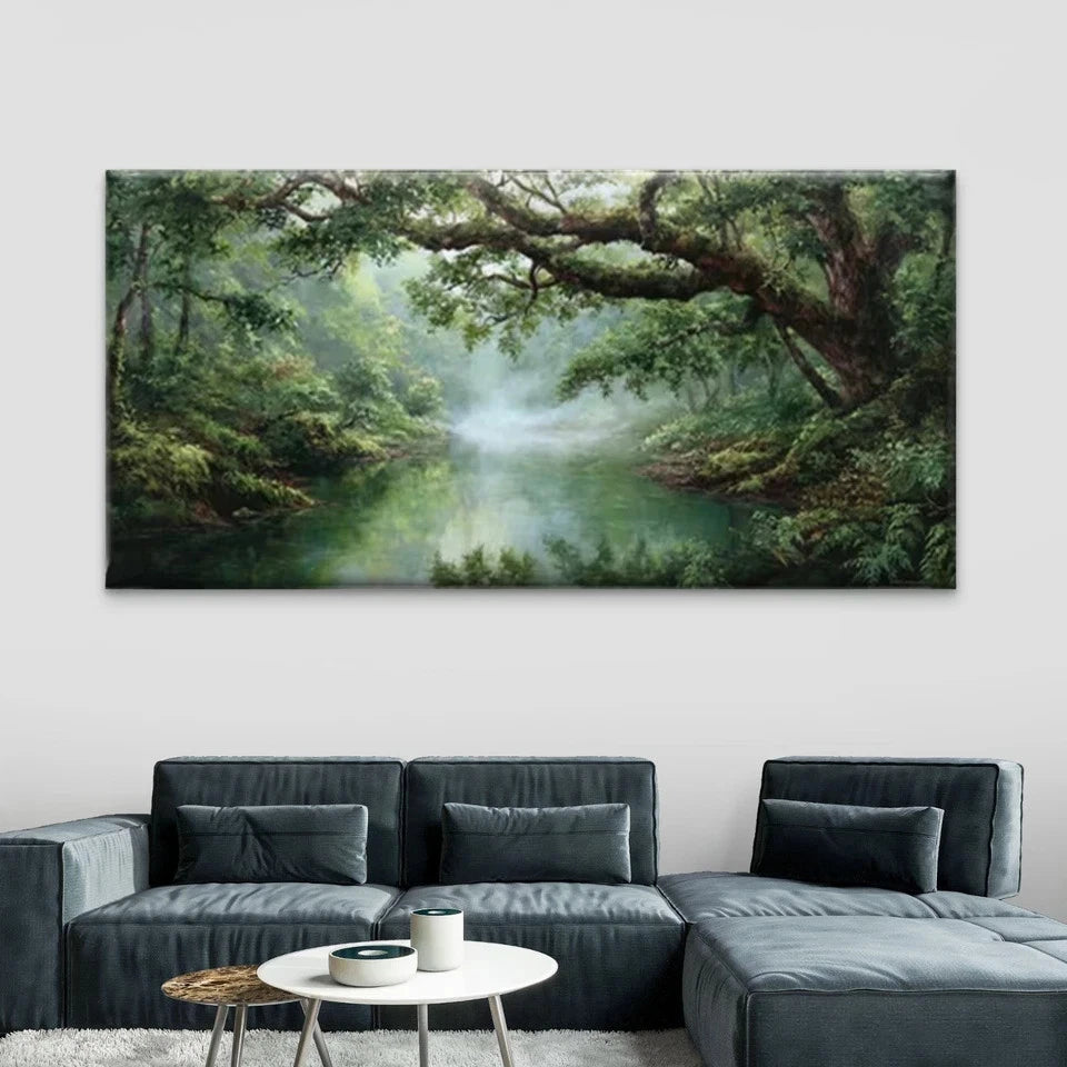 Forest River Reflection Wall Art Canvas Office Home Room Framed 120x60cm