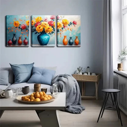 3pcs Realistic Style Triplet Vase Perfect Wall Art Canvas Unframed - High Quality Print 100% Australian Made Wall Canvas