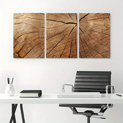 3pcs Texture Wooden Dark Plant Modern Metal Print Ready to Hang Art
