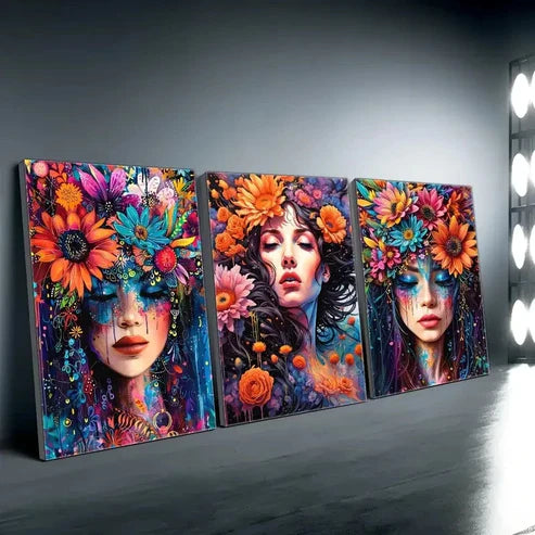 3pcs Flat Daily Comfort Vibrant Floral Wall Art Canvas Unframed – High Quality Print 100% Australian Made Wall Canvas