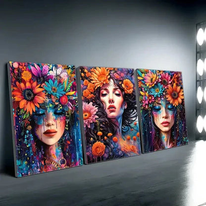 3pcs Flat Daily Comfort Vibrant Floral Wall Art Canvas Unframed – High Quality Print 100% Australian Made Wall Canvas