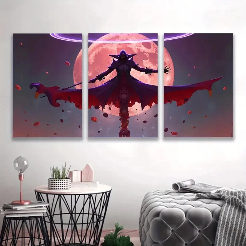 3pcs Dark Sorcerer Under The Blood Moon  Wall Art Set Canvas Framed 50x70cm - High Quality Print 100% Australian Made Wall Canvas Ready to Hang - Bella Home Decor