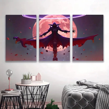 3pcs Dark Sorcerer Under The Blood Moon  Wall Art Set Canvas Framed 50x70cm - High Quality Print 100% Australian Made Wall Canvas Ready to Hang - Bella Home Decor