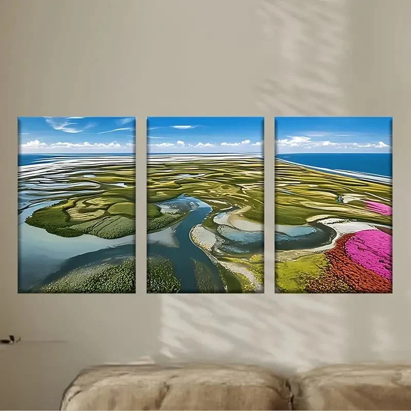 3pcs A view of a body of water Wall Art Set Canvas Framed 40x60cm - High Quality Print 100% Australian Made Wall Canvas Ready to Hang - Bella Home Decor