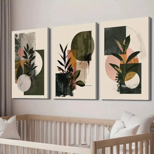 3pcs Geometric Decor with Earthy Tones Wall Art Set Canvas Framed 60x90cm - High Quality Print 100% Australian Made Wall Canvas Ready to Hang