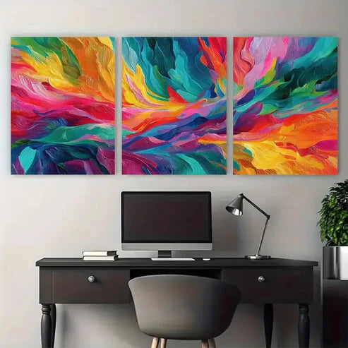 3pcs Bright Abstract Modern Vibrant Wall Art Canvas Unframed - High Quality Print 100% Australian Made Wall Canvas - Bella Home Decor