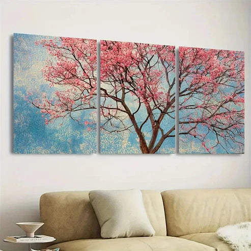 3pcs Abstract Flowers in Tree Wall Art Canvas Unframed - High Quality Print 100% Australian Made Wall Canvas - Bella Home Decor