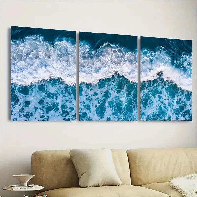 3pcs Ocean Art Sea Art Coastal Wall Art Set Canvas Framed 40x60cm - High Quality Print 100% Australian Made Wall Canvas Ready to Hang - Bella Home Decor