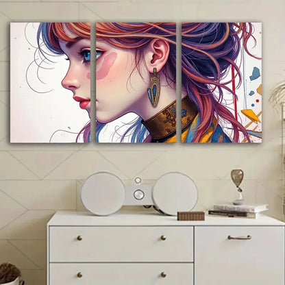 3pcs Colorful Woman Portrait Wall Art Set Canvas Framed 40x60cm - High Quality Print 100% Australian Made Wall Canvas Ready to Hang - Bella Home Decor