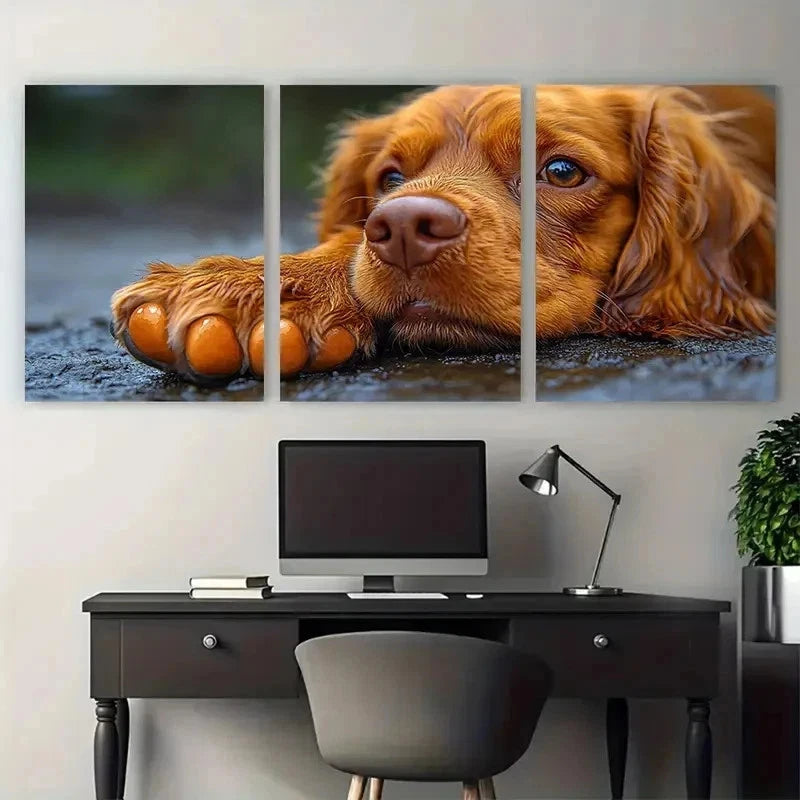 3pcs Adorable Spaniel Paw Watercolor Perfect Wall Art Set Canvas Framed 50x70cm - High Quality Print 100% Australian Made Wall Canvas Ready to Hang - Bella Home Decor