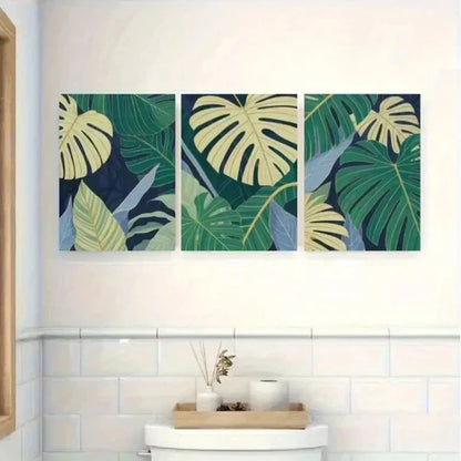 3pcs Monstera & Palm Leaf Wall Art Canvas Unframed - High Quality Print 100% Australian Made Wall Canvas