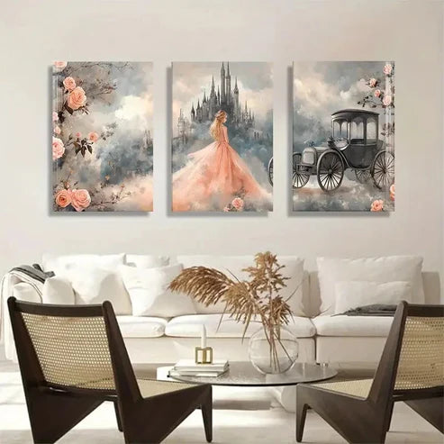 3pcs Vintage Carriage Design Elegant Perfect Wall Art Canvas Unframed – High Quality Print 100% Australian Made Wall Canvas
