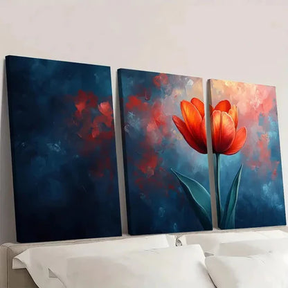 3pcs Texas Flame Tulip Painting TF Wall Art Set Canvas Unframed - High Quality Print 100% Australian Made Wall Canvas