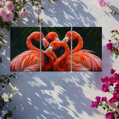 3pcs Oil Painting Flamingos Metal Print Ready to Hang Art
