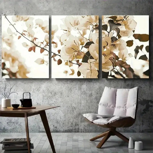 3pcs Neutral Minimalist Blossom Branch Wall Art Set Canvas Framed 60x90cm - High Quality Print 100% Australian Made Wall Canvas Ready to Hang
