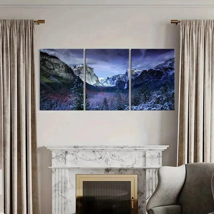 3pcs Valley Woods Snow Mountain Modern Wall Art Set Canvas Framed 60x90cm - High Quality Print 100% Australian Made Wall Canvas Ready to Hang - Bella Home Decor