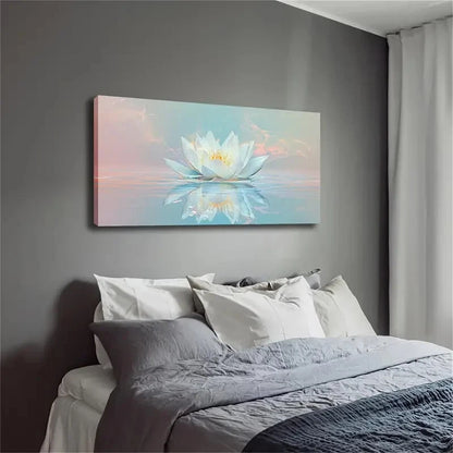 Lotus Blooming Water Modern Wall Art Canvas Office Home Room Framed 120x60cm - Bella Home Decor