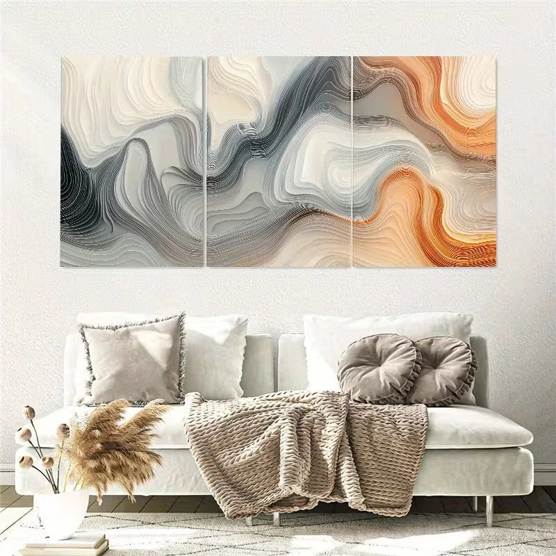 3pcs Abstract Beige & Orange Modern Wall Art Set Canvas Framed 40x60cm - High Quality Print 100% Australian Made Wall Canvas Ready to Hang - Bella Home Decor