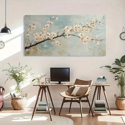 Cherry Blossom Spring Floral Wall Art Canvas Office Home Room Framed 120x60cm - Bella Home Decor