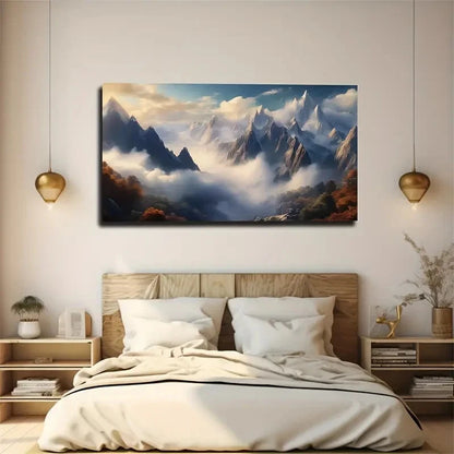 Morning On The Snow Wall Art Canvas Office Home Room Framed 120x60cm