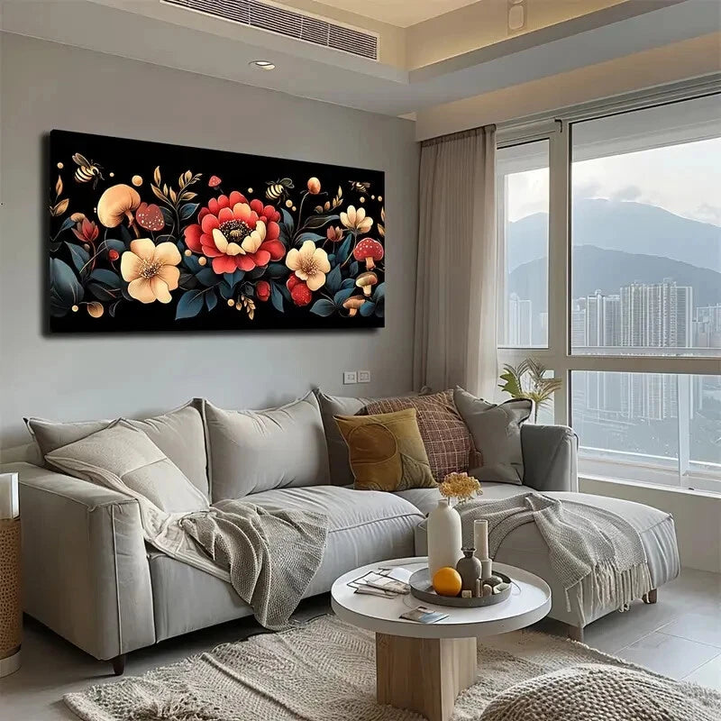 Modern Minimalist Floral Wall Art Canvas Office Home Room Framed 120x60cm - Bella Home Decor