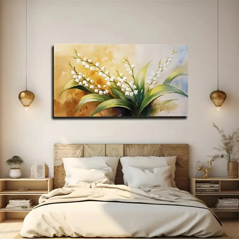 Bloom with Emerald Green Leaves Wall Art Canvas Office Home Room Framed 120x60cm - Bella Home Decor