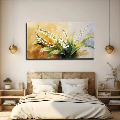 Bloom with Emerald Green Leaves Wall Art Canvas Office Home Room Framed 120x60cm - Bella Home Decor
