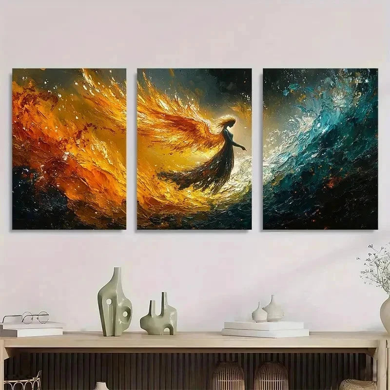 3pcs Guardian Angel Unique Giclée Perfect Wall Art Set Canvas Framed 50x70cm - High Quality Print 100% Australian Made Wall Canvas Ready to Hang