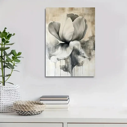 Beautiful Elegant Black & White Tulip Flower Design 40x60cm Metal Print Ready to Hang - Bella Home Decor