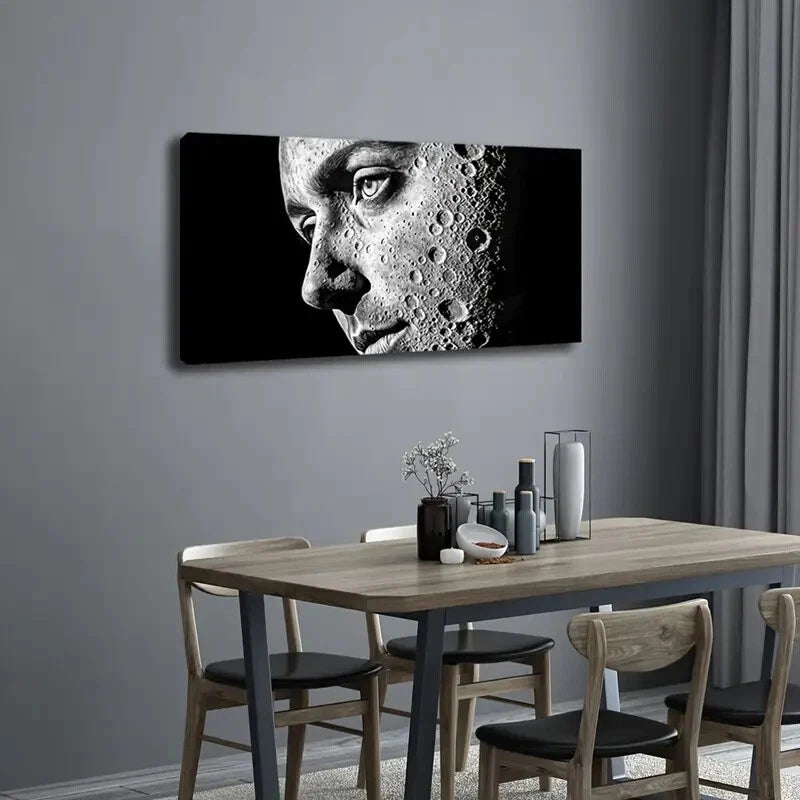 Moonlit Woman'S Face Design Wall Art Canvas Office Home Room Framed 120x60cm - Bella Home Decor