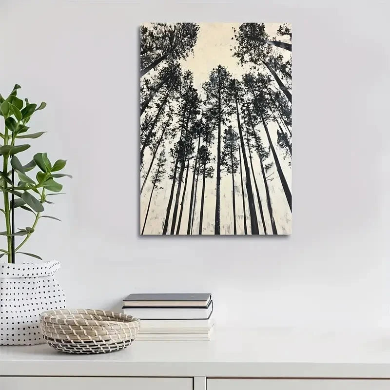 Beautiful Black & White Tranquil Landscape Painting 40x60cm Metal Print Ready to Hang - Bella Home Decor