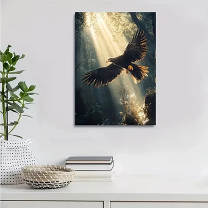 Eagle Playing with a Ball in a Deep Jungle Painting 40x60cm Metal Print Ready to Hang - Bella Home Decor