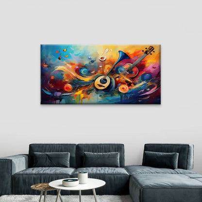 Vibrant Abstract Music Modern Wall Art Canvas Office Home Room Framed 120x60cm