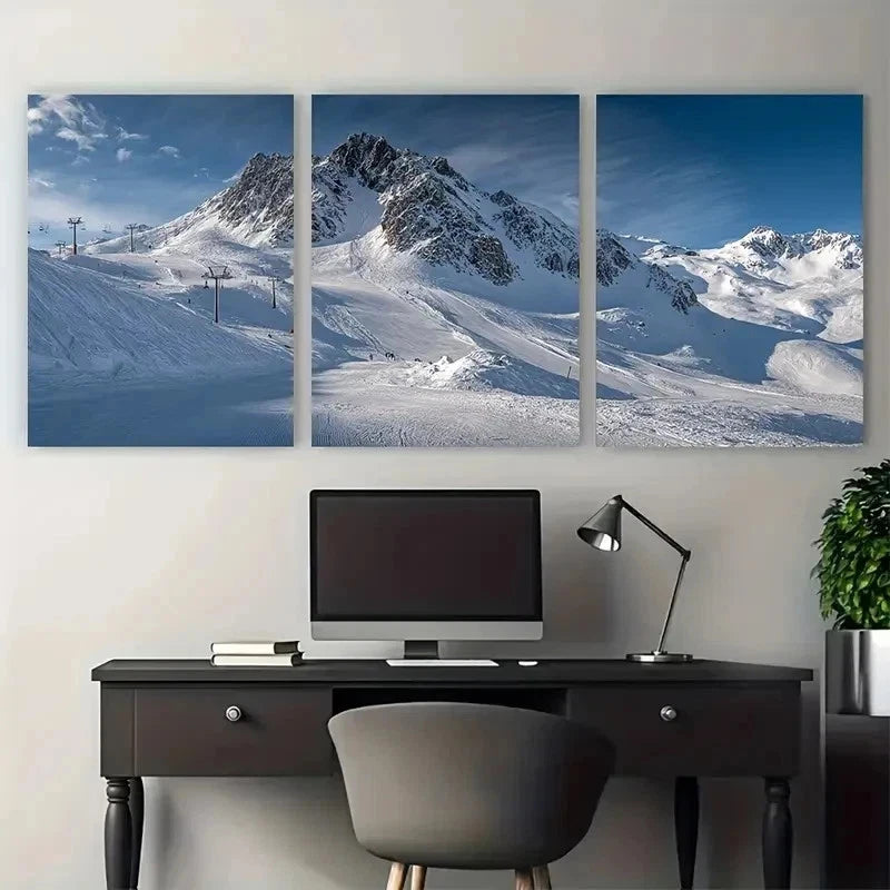 3pcs Val DIsre Skiing Travel Poster Perfect Wall Art Set Canvas Framed 50x70cm - High Quality Print 100% Australian Made Wall Canvas Ready to Hang