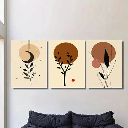 3pcs Minimalist Botanical Modern Abstract Metal Print Ready to Hang Art