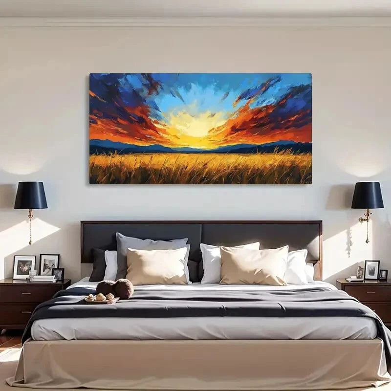 Vibrant Sunset Landscape Wall Art Canvas Office Home Room Framed 120x60cm - Bella Home Decor