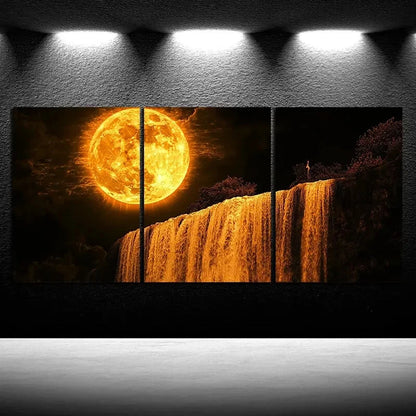 3pcs Vibrant Orange to Black Color Scheme Metal Print Ready to Hang Art - Bella Home Decor